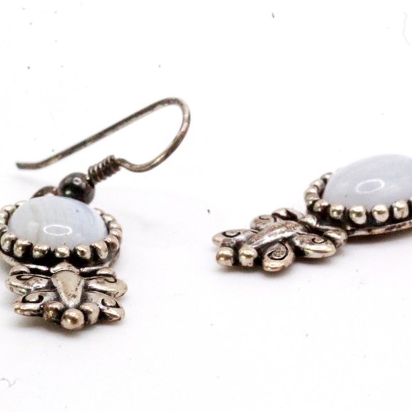 Contemporary QVC Sterling Silver Carolyn Pollack Agate Butterfly Dangle Earrings - Picture 9 of 9